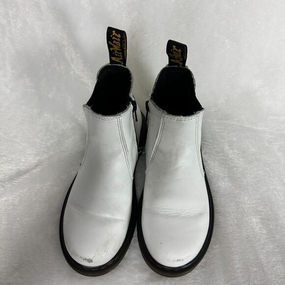 Dr Martens Youth Size 1 Chelsea Boots Ankle White Leather Zip Combat 2976J Docs - Picture 3 of 9